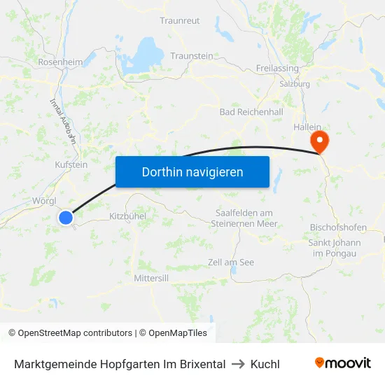Marktgemeinde Hopfgarten Im Brixental to Kuchl map