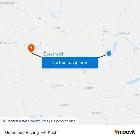 Gemeinde Ritzing to Kuchl map