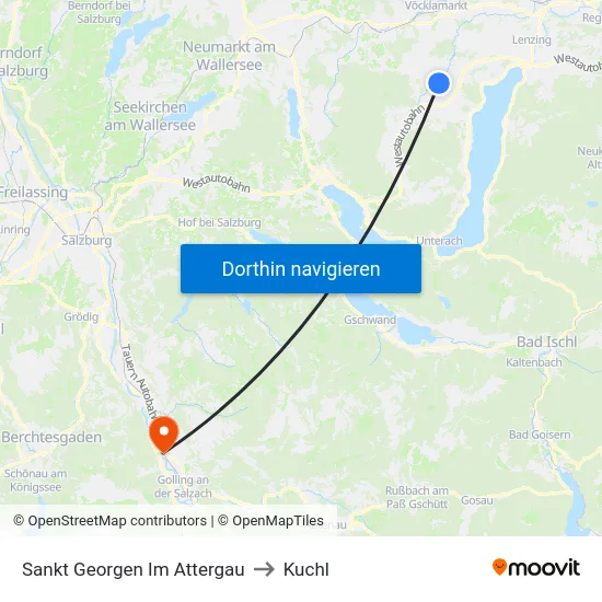 Sankt Georgen Im Attergau to Kuchl map