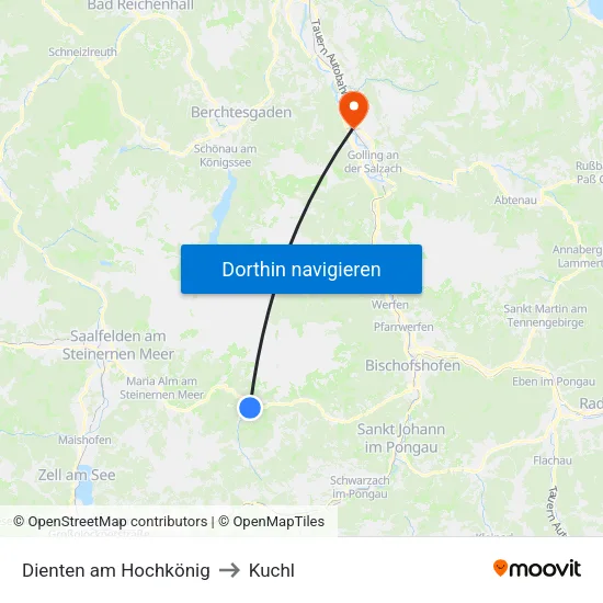 Dienten am Hochkönig to Kuchl map