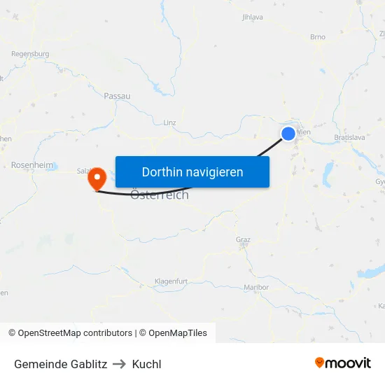 Gemeinde Gablitz to Kuchl map
