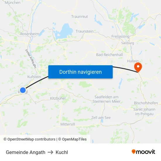 Gemeinde Angath to Kuchl map
