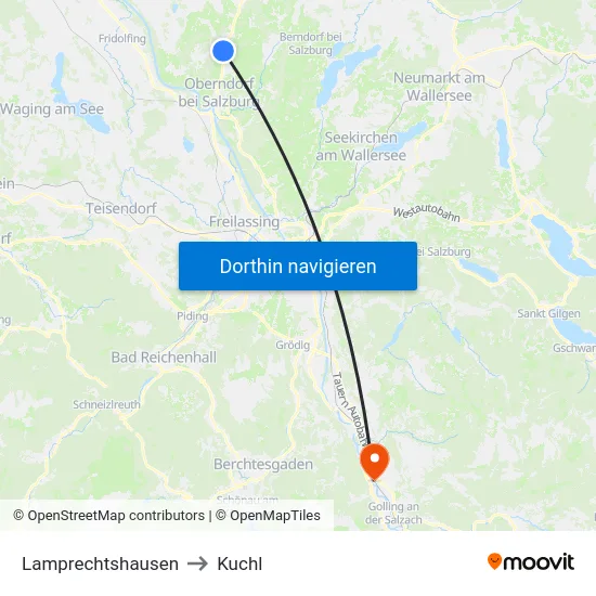 Lamprechtshausen to Kuchl map
