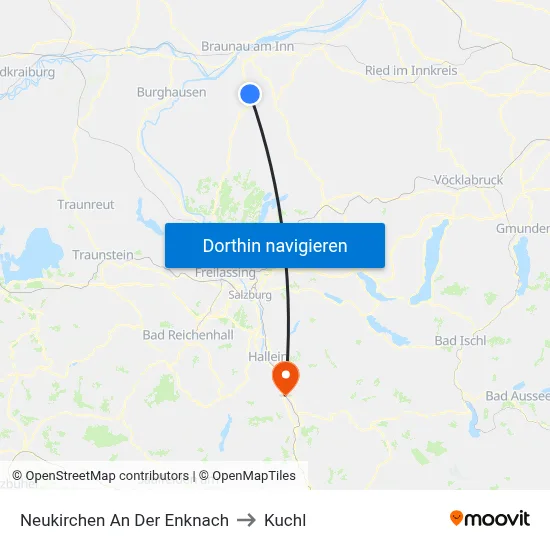 Neukirchen An Der Enknach to Kuchl map