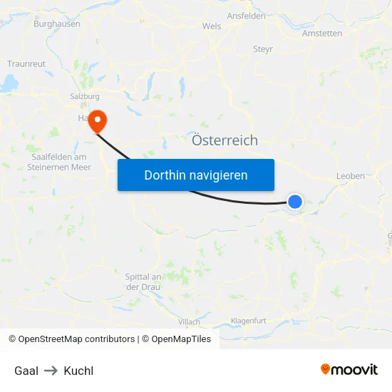 Gaal to Kuchl map