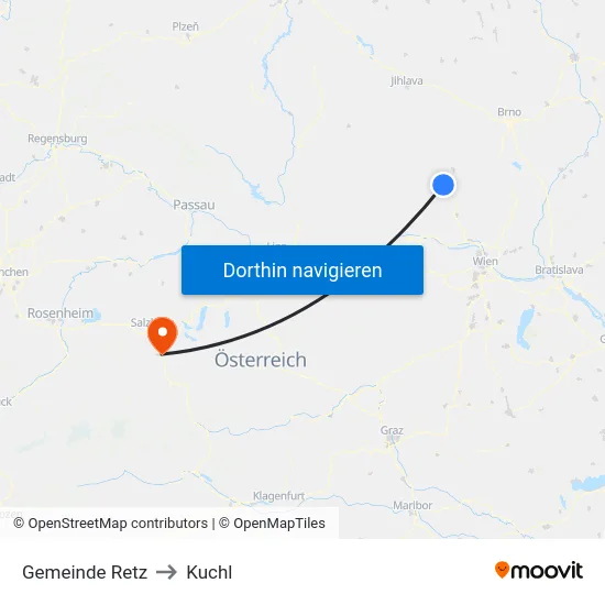 Gemeinde Retz to Kuchl map