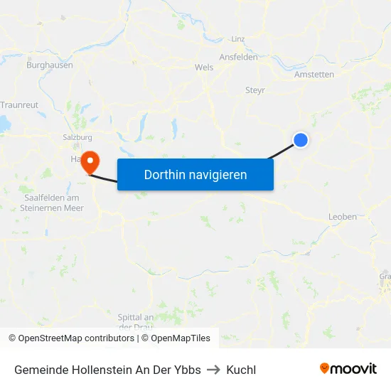 Gemeinde Hollenstein An Der Ybbs to Kuchl map