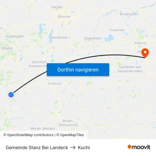 Gemeinde Stanz Bei Landeck to Kuchl map