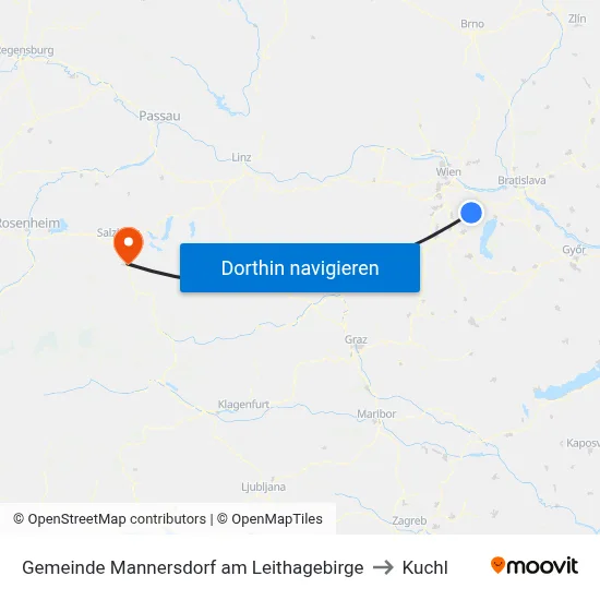 Gemeinde Mannersdorf am Leithagebirge to Kuchl map