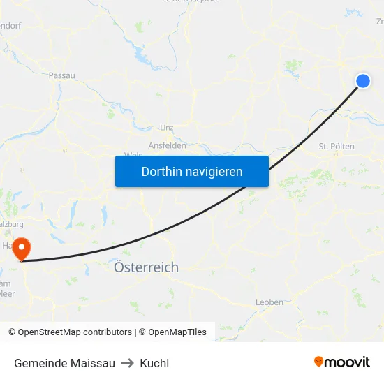 Gemeinde Maissau to Kuchl map