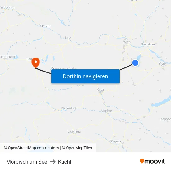 Mörbisch am See to Kuchl map