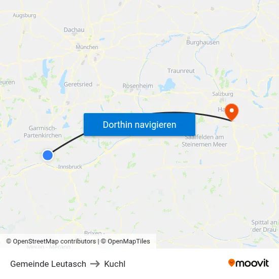 Gemeinde Leutasch to Kuchl map