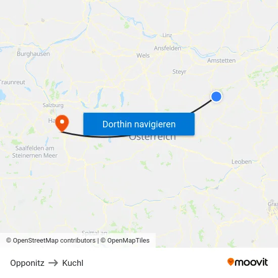 Opponitz to Kuchl map