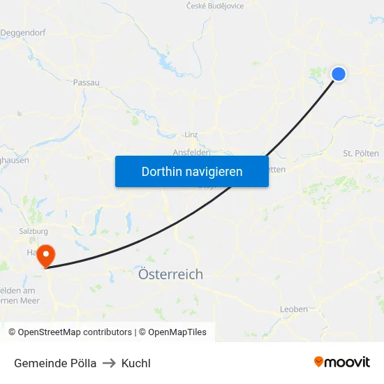 Gemeinde Pölla to Kuchl map
