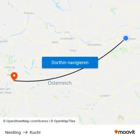 Neidling to Kuchl map