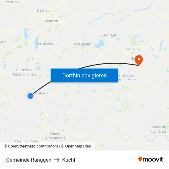Gemeinde Ranggen to Kuchl map