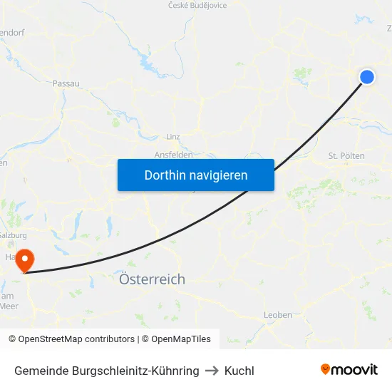 Gemeinde Burgschleinitz-Kühnring to Kuchl map