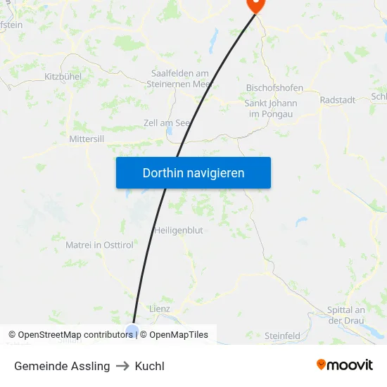 Gemeinde Assling to Kuchl map
