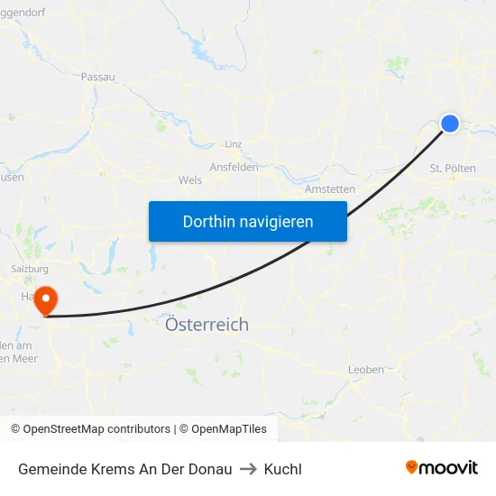 Gemeinde Krems An Der Donau to Kuchl map
