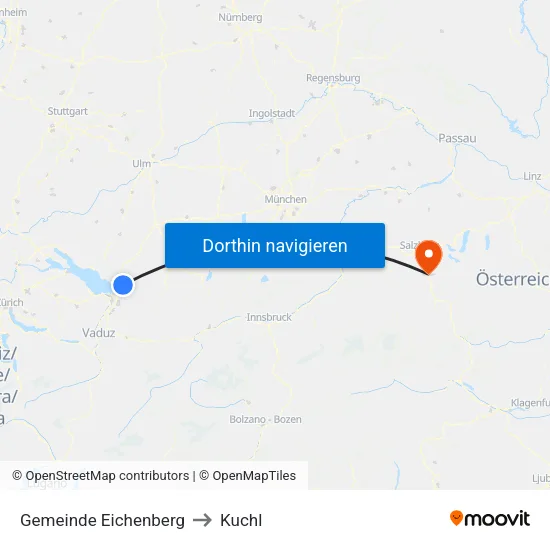 Gemeinde Eichenberg to Kuchl map