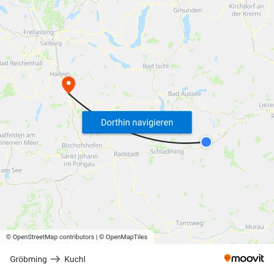 Gröbming to Kuchl map