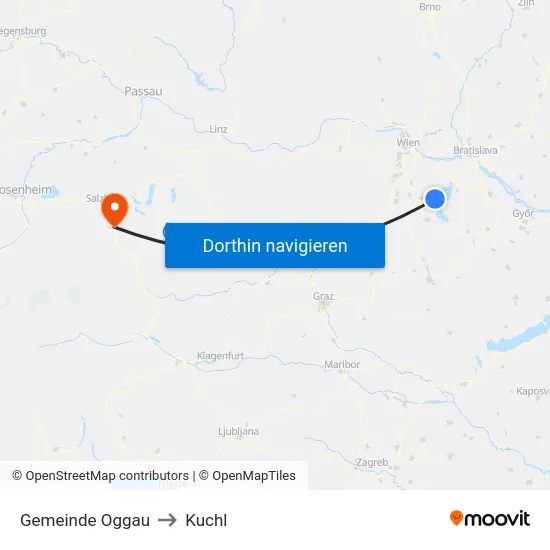 Gemeinde Oggau to Kuchl map