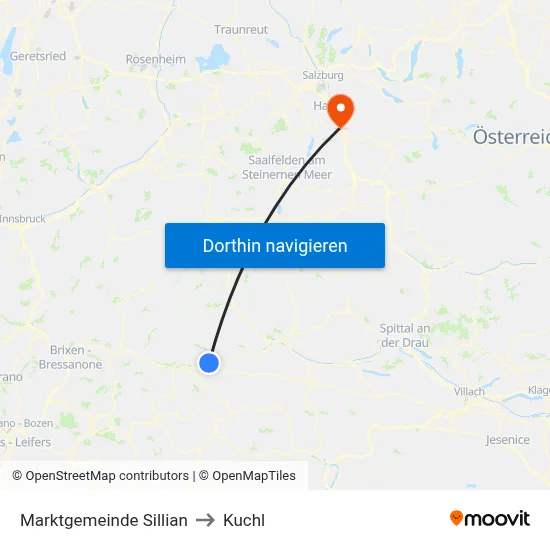Marktgemeinde Sillian to Kuchl map