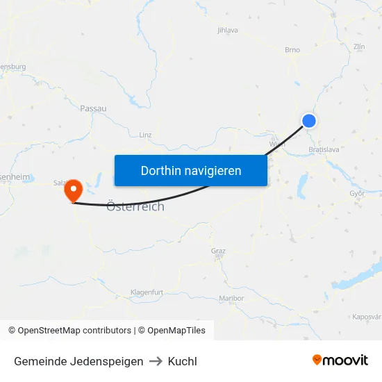 Gemeinde Jedenspeigen to Kuchl map
