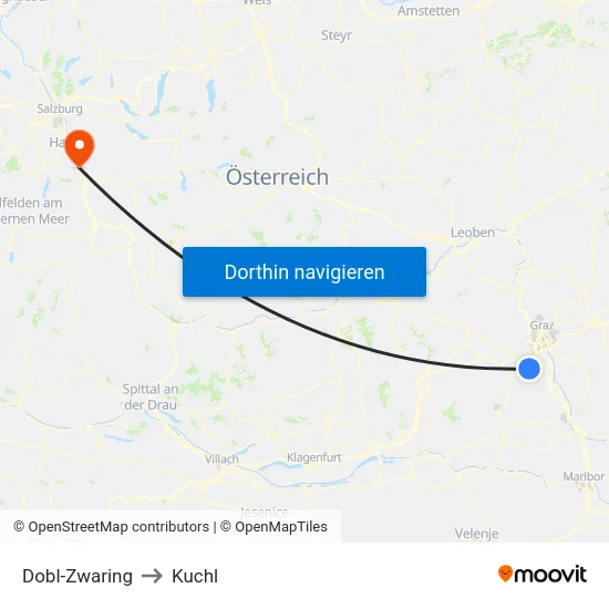 Dobl-Zwaring to Kuchl map