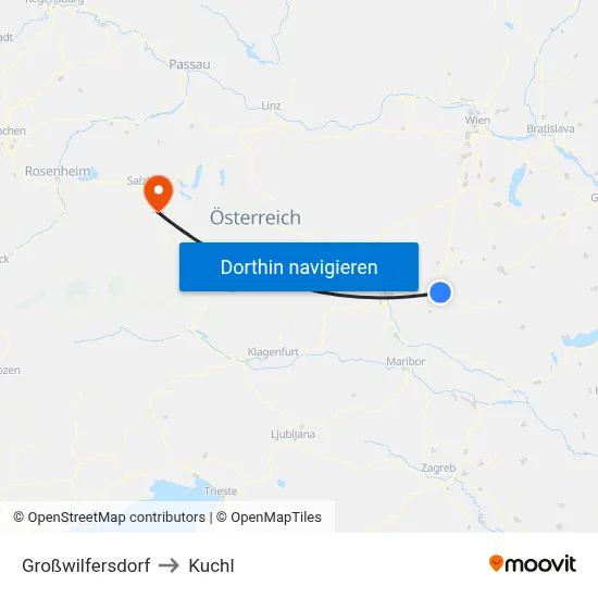 Großwilfersdorf to Kuchl map
