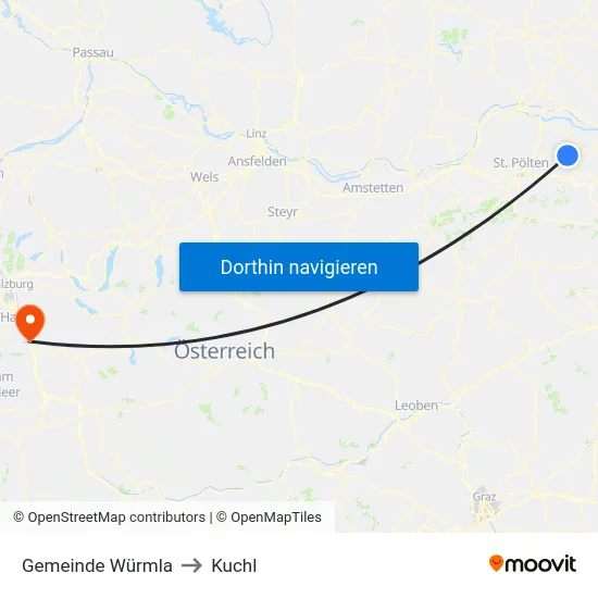 Gemeinde Würmla to Kuchl map
