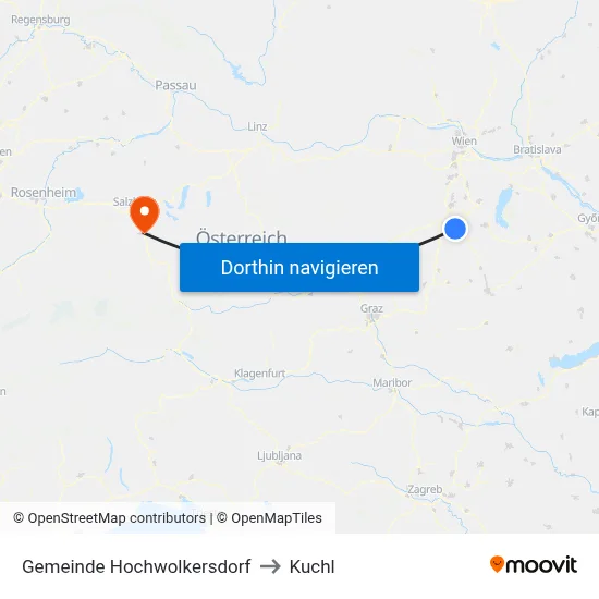 Gemeinde Hochwolkersdorf to Kuchl map