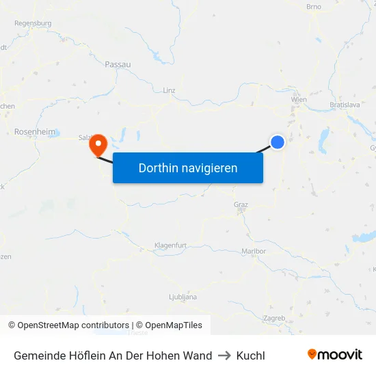 Gemeinde Höflein An Der Hohen Wand to Kuchl map