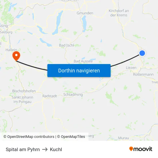 Spital am Pyhrn to Kuchl map