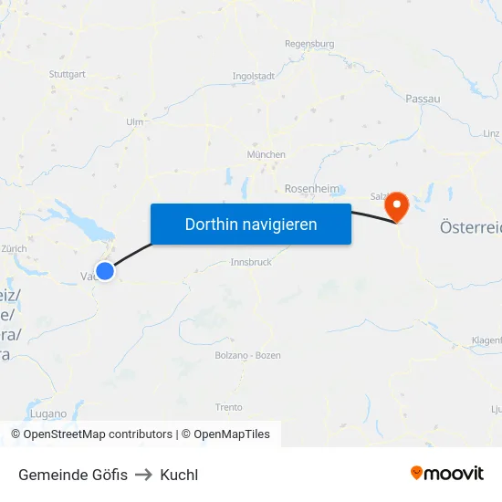Gemeinde Göfis to Kuchl map