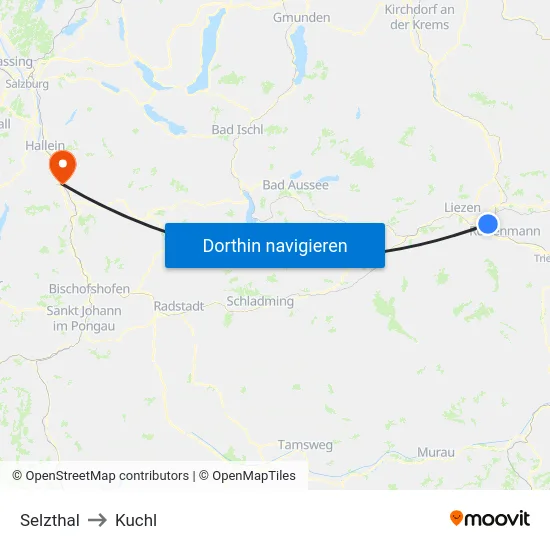 Selzthal to Kuchl map