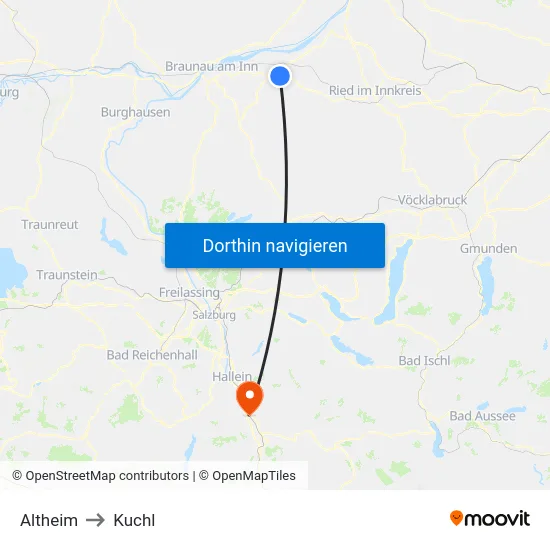 Altheim to Kuchl map