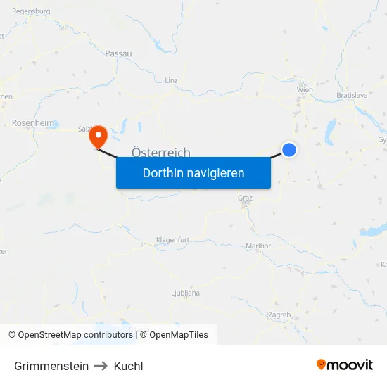 Grimmenstein to Kuchl map