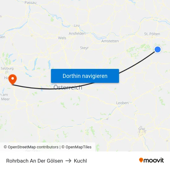 Rohrbach An Der Gölsen to Kuchl map