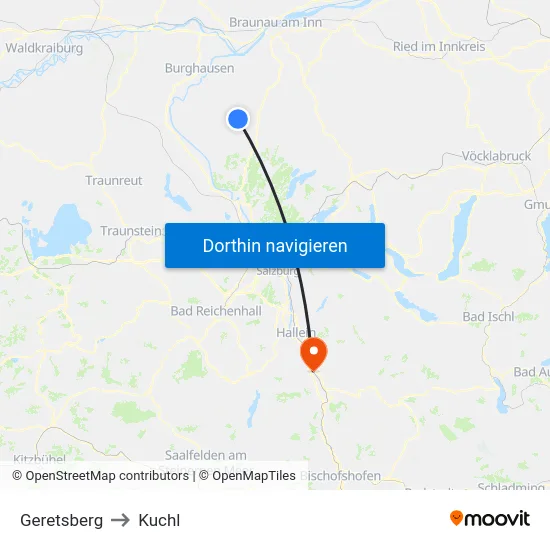 Geretsberg to Kuchl map