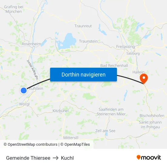 Gemeinde Thiersee to Kuchl map