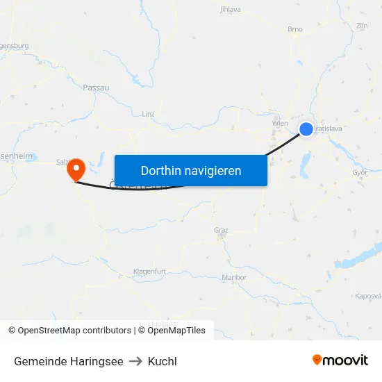Gemeinde Haringsee to Kuchl map