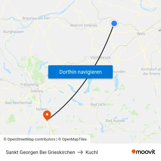 Sankt Georgen Bei Grieskirchen to Kuchl map