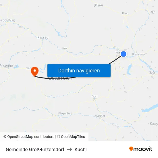 Gemeinde Groß-Enzersdorf to Kuchl map