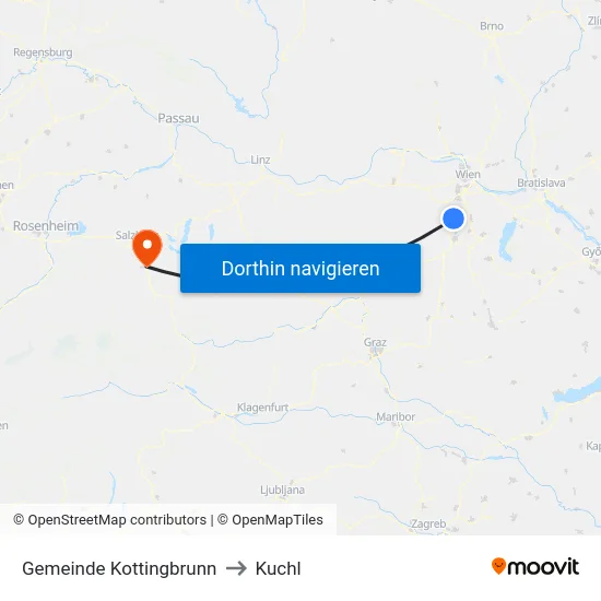 Gemeinde Kottingbrunn to Kuchl map