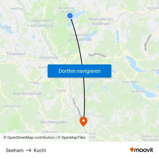 Seeham to Kuchl map