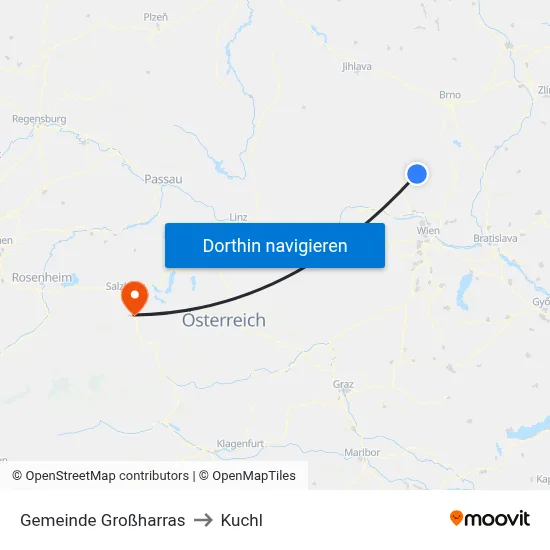 Gemeinde Großharras to Kuchl map