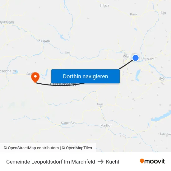 Gemeinde Leopoldsdorf Im Marchfeld to Kuchl map