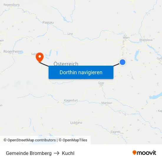 Gemeinde Bromberg to Kuchl map