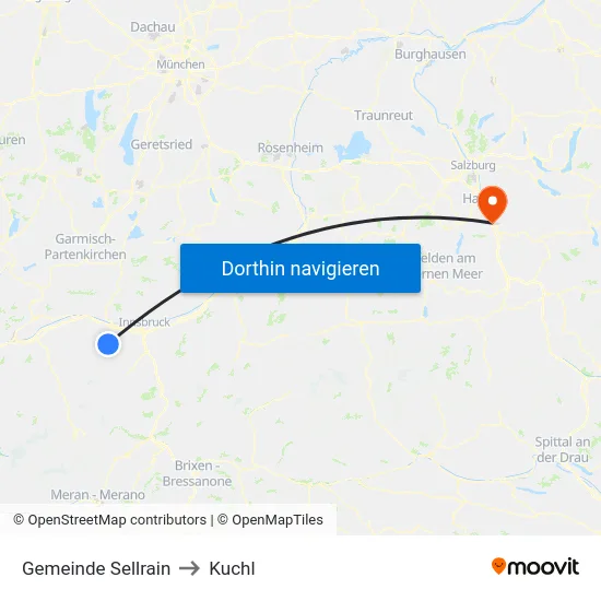 Gemeinde Sellrain to Kuchl map